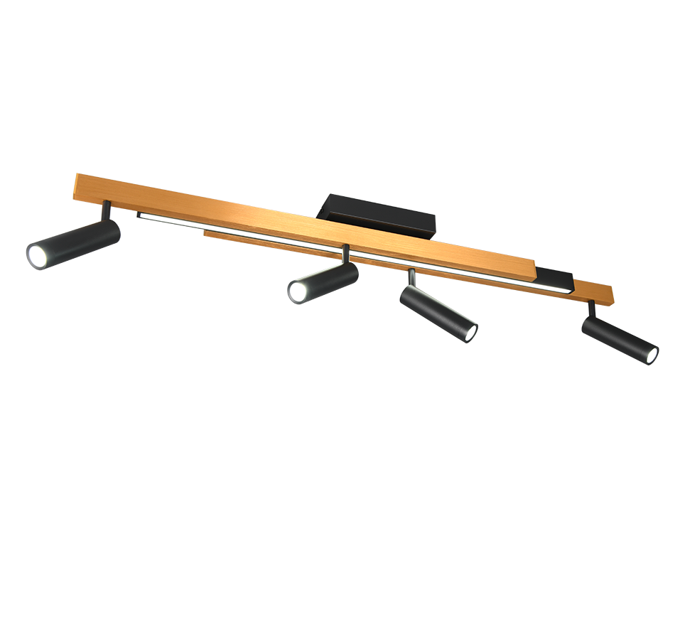 4-lichts led spot Zeno mat goud met zwart - 648310580