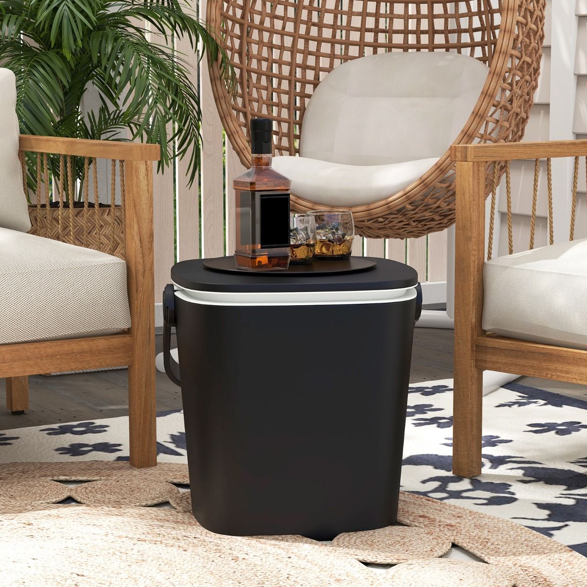 Coast 3-in-1 Buitenkoeltafel - met flesopener en handvat - 15 liter - blauw/zwart