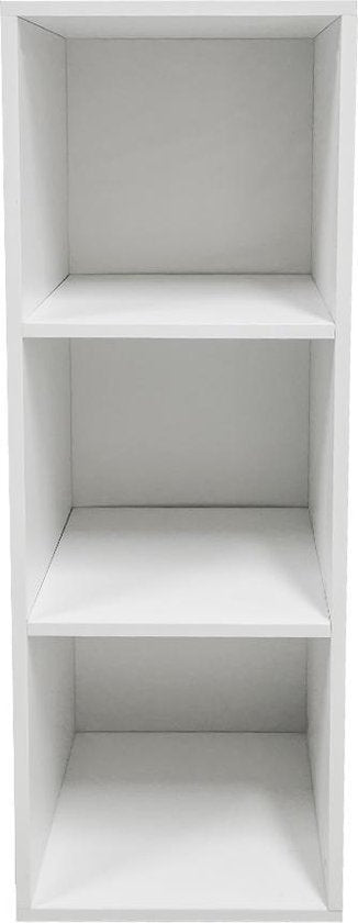 VDD Lp platen vinyl opbergkast 3 vakken - wit - 34x34x104 cm