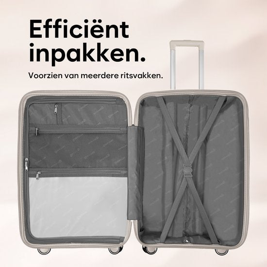 SKYCASES Travel One – 24-inch Medium Reiskoffer – Cijferslot – 41x24x69 cm – 68L – Lichtgewicht, Waterdicht & Duurzaam – Beige