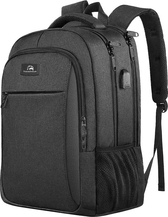 Travelhawk Rugzak - 28L - 15.6 inch - Laptop Rugzak - Rugzakken - Rugtas - Heren & Dames - Waterafstotend - Met USB Oplaadpoort