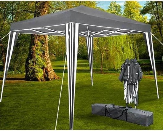 Handson Partytent - Paviljoen - EasyUp - 300 x 300 cm Grijs/Wit