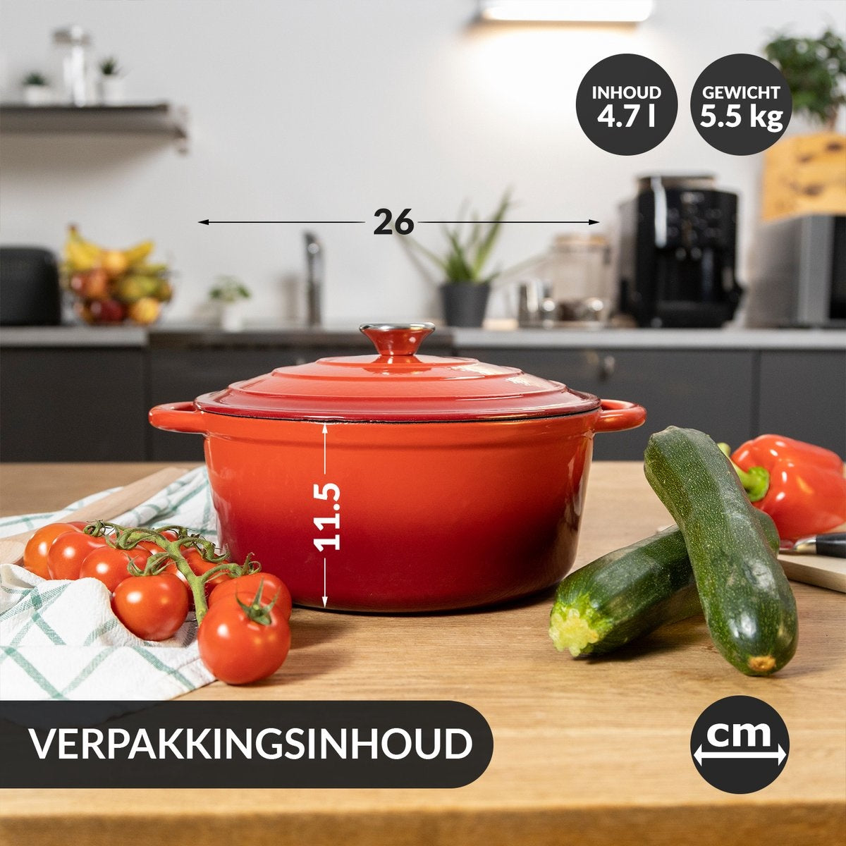 Chefarone Gietijzeren Pan – Braadpan – Inclusief Deksel – Geschikt Voor Alle Warmtebronnen – Cocotte / Email