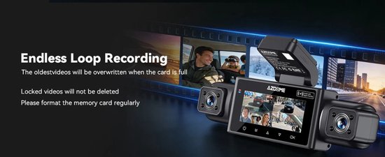 AZDome M350 4CH Dashcam - 2K + 3x Full HD - Wifi - GPS - 64GB