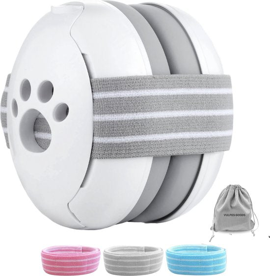 Vulpes Goods® BabyCare Gehoorbescherming – Baby & Peuter Oorkappen – 25 dB – Incl. 3 Hoofdbanden & Tas