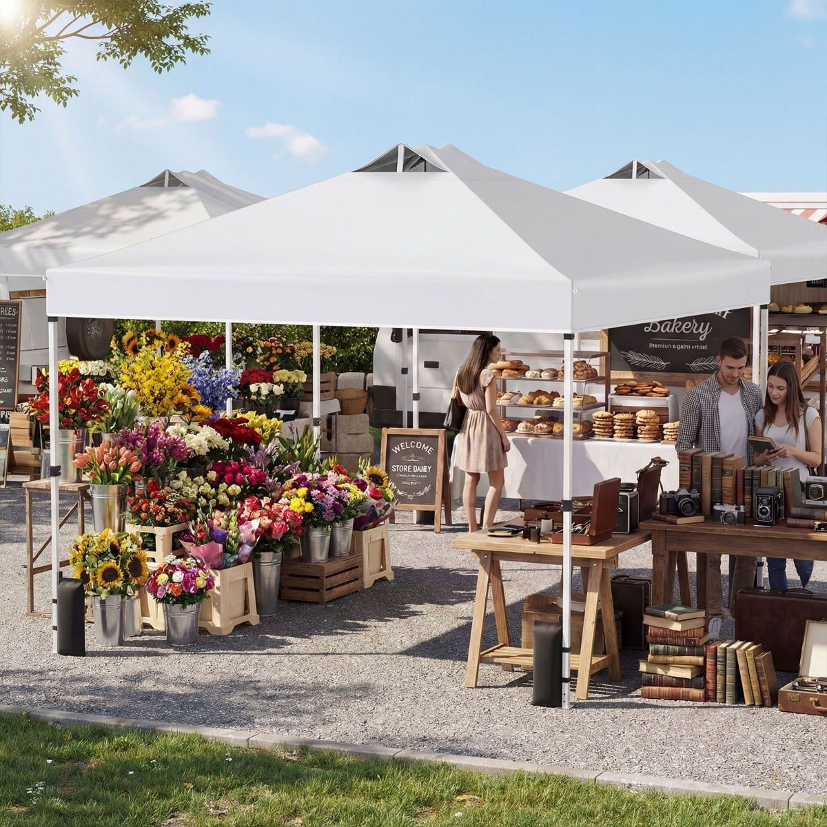 Coast Pop-up partytent - 3 x 3 m - met zandzakken, haringen en draagtas - wit