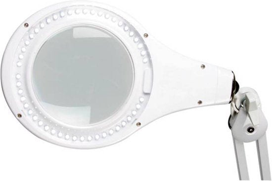 Velleman Ledloeplamp met klem, zwenkarm, aan/uit-schakelaar, 48 leds, vergroting 2.25x, voor kinderen, volwassenen, senioren, lezen, diamond painting, hobby, werken, wit