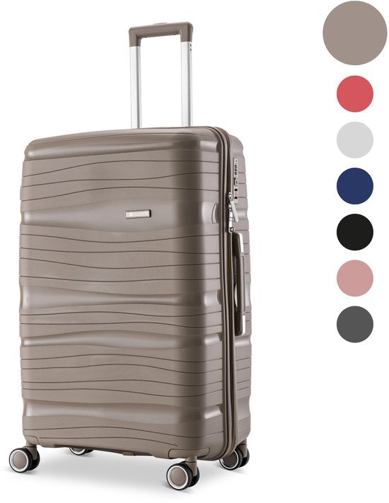 SC Travelin' Charm Handbagage Koffer – 40L – Cijferslot – 35x21x54 cm – Lichtgewicht & Duurzaam – Inclusief Gratis Pouch – Champagne V2