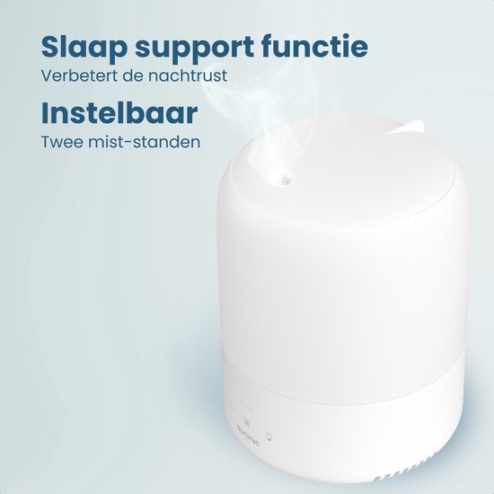 Auronic Luchtbevochtiger - 1,9L - Geschikt voor Slaapkamer, Babykamer, Kantoor, Woonkamer en Meer - Humidifier - BPA-Vrij - Wit