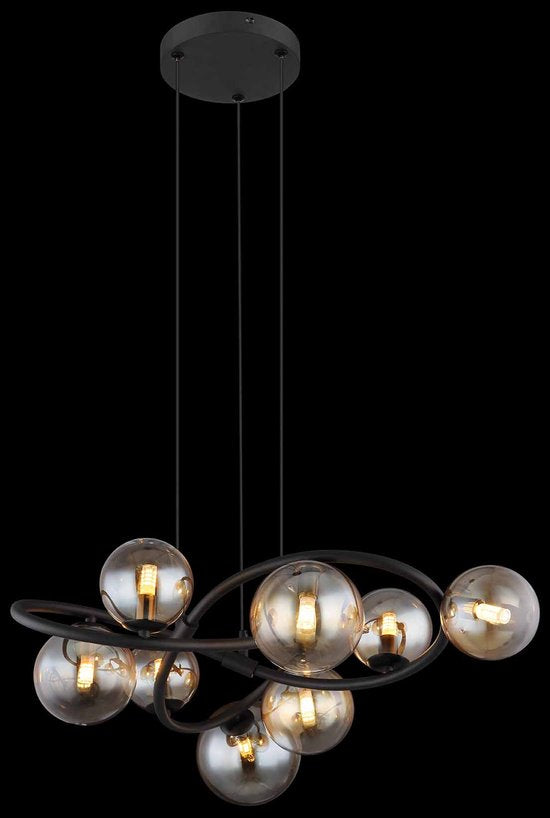 Globo - hanglamp - Tuberius - messing zwart - glas metaal - Ø 65cm - G9 - 56141-8H