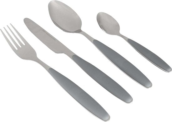 Gimex Bestek - Grijs - Soft Touch heft - 16-Delig