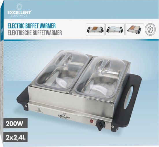 Excellent Electrics Buffetwarmer - Elektrisch - Met 2 RVS bakken - 200W