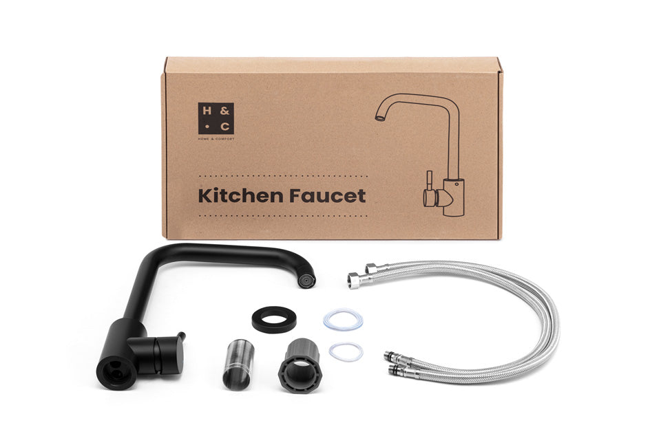 Home&Comfort Keukenkraan – Eenhendel Mengkraan met Keramische Schijf – 20 x 5 x 32 cm – Zwart