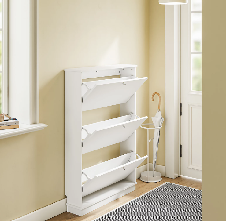 SoBuy Schoenenkast 76 x 18 x 113 cm - Wit - Ruimte voor 12 Paar Schoenen