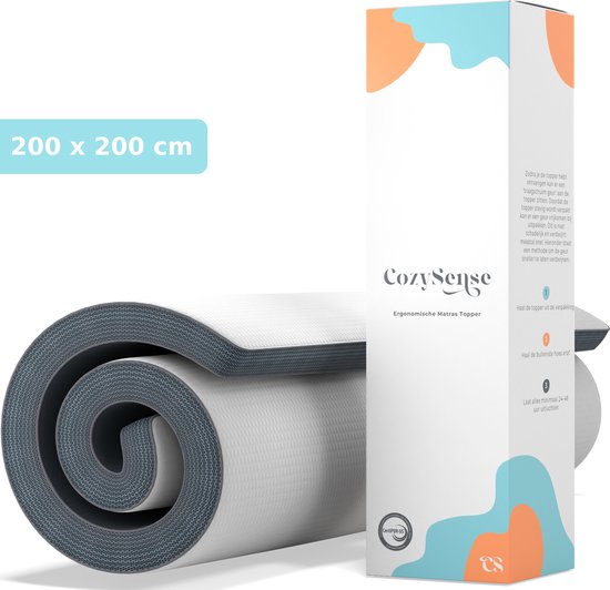 CozySense® Topper 200x200 - Topmatras - Topdekmatras - Traagschuim met Verkoelende Gel - CertiPUR® - Medium Hardheid - 8 CM - Wasbare Hoes