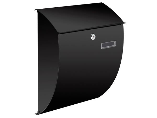 Perel Brievenbus Nice, wandmontage, gebogen front, met naamplaatje, incl. 2 sleutels, afmetingen (H x B x D) 40 x 31 x 16 cm, zwart