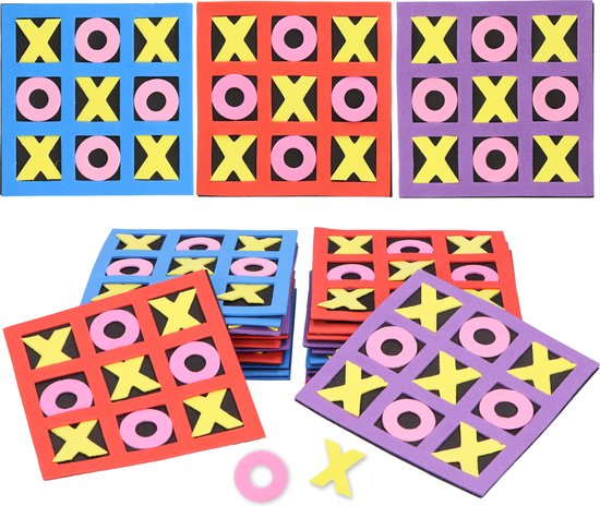 Partizzle 24x Mini Boter Kaas en Eieren Spel - Uitdeelcadeautjes - Tic Tac Toe Spelletjes - Educatief Klein Speelgoed - Grabbelton Traktatie Cadeautjes voor Kinderen - Foam