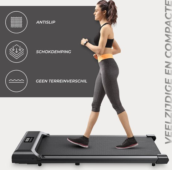 Fitby Loopband - Walking Pad - Wandelband - 1-8km/u - LED scherm - Zwart