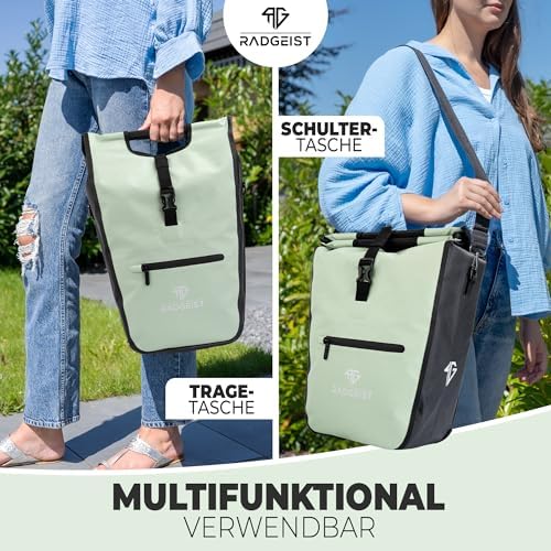 RADGEIST Bagagedragertas voor Fietsdrager met Uitneembare Koeltas en Boodschappentas, 22-28 Liter