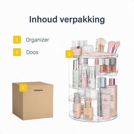 Draaibare make up organizer - Transparant - Draaibaar - Voor - Make-up borstels - Make-up sponsje - Make-up tafel - Doos meisjes - Geschenkset - kinderen set - voor meisjes