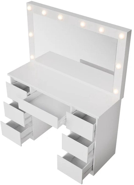 Kaptafel / Schminktafel Lilia - Incl. LED en Lades - Wit
