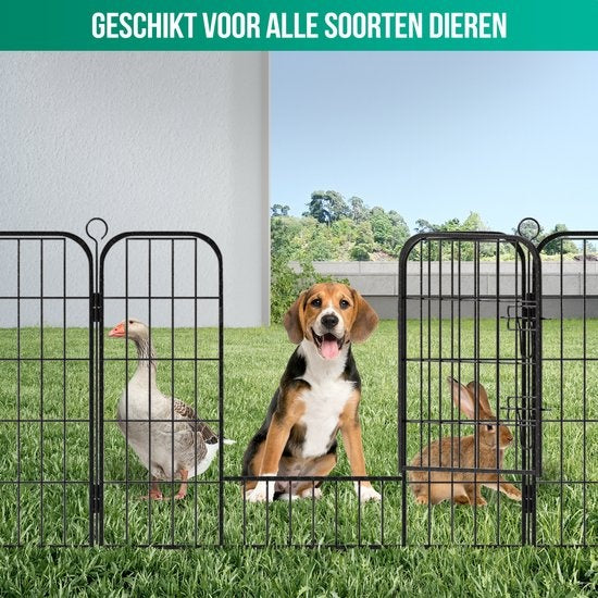 Avalo Puppyren Ø210cm Opvouwbaar - Zwart - 8 panelen 80x60cm