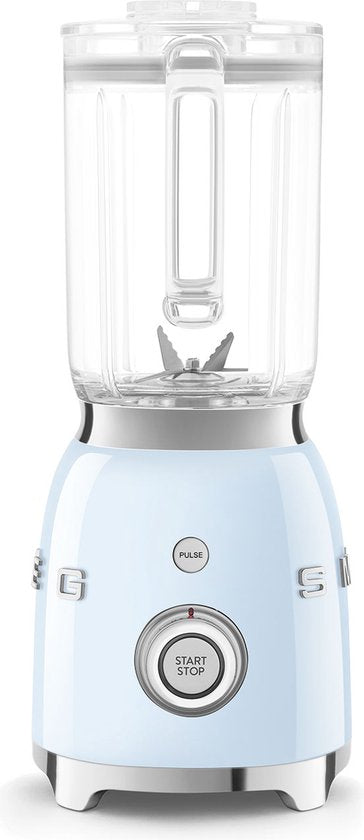 SMEG BLF03PBEU Blender - Smoothie Blender - 800W - 1,5L Tritan™ Kan - 4 Snelheden - Ice Crush & Smoothie Functie - '50s Style - Pastelblauw