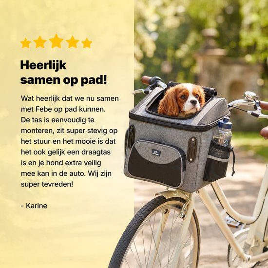 Jake en Jacky Hondenfietsmand - Fietsmand Hond Voorop - Hondenmand Fiets - Autostoel Hond - Kleine Hond max 8 kg - 39x28x34 cm