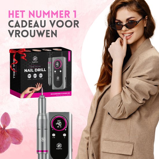 Beeperfect® Elektrische Nagelvijl Pocket Edition - Nagelfrees - Manicure en pedicure set - Draadloos - 6000MaH Accu - Inclusief 26 bitjes 60 schuurrolletjes en 5 accessoires - 40.000RPM