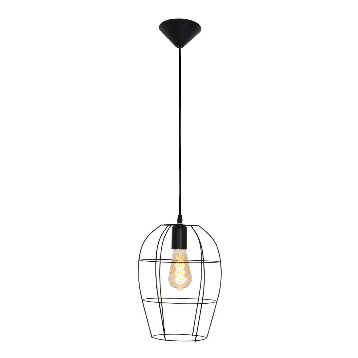 Hanglamp Minimalics 2705ZW – Zwart, verstelbaar van 35 cm tot 185 cm, Scandinavisch design, met E27 fitting, van merk Mexlite, gemaakt van metaal, kunststof en elektronica