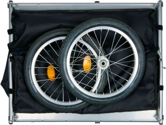Dunlop Fietskar - Fiets Aanhanger - Fietsaanhanger voor Spullen - Fietskar bagage Opvouwbaar - Fietskar met Reflectoren en Verstelbare Regenhoes - Geel