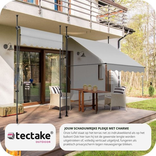 tectake Zonnescherm Verstelbaar – Zonneluifel - 150 x 180 cm - Lichtgrijs