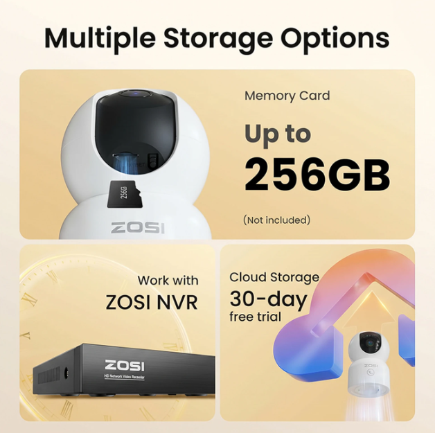 ZOSI Binnencamera - 4 MP 2,5K - Wi-Fi - 360° Draaibaar - Bewegingsdetectie - Nachtzicht - Tweeweg-audio - Appbediening