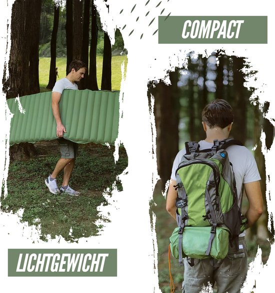 Ever Trex Slaapmat Comfort - 193x70x10cm - Ingebouwde Pomp - 1 Persoons - Camping Matras - Zelfopblaasbaar - Groen
