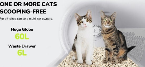 Furbulous Automatische Kattenbak met App Control, 60L Grote Veilige Kattenbak voor Meerdere Katten met Geurverwijderaar Wit-2.4G-netwerk-Auto-Pack & Seal kattenbak, zelfreinigend en navulbaar, grote capaciteit, slimme app, stille werking