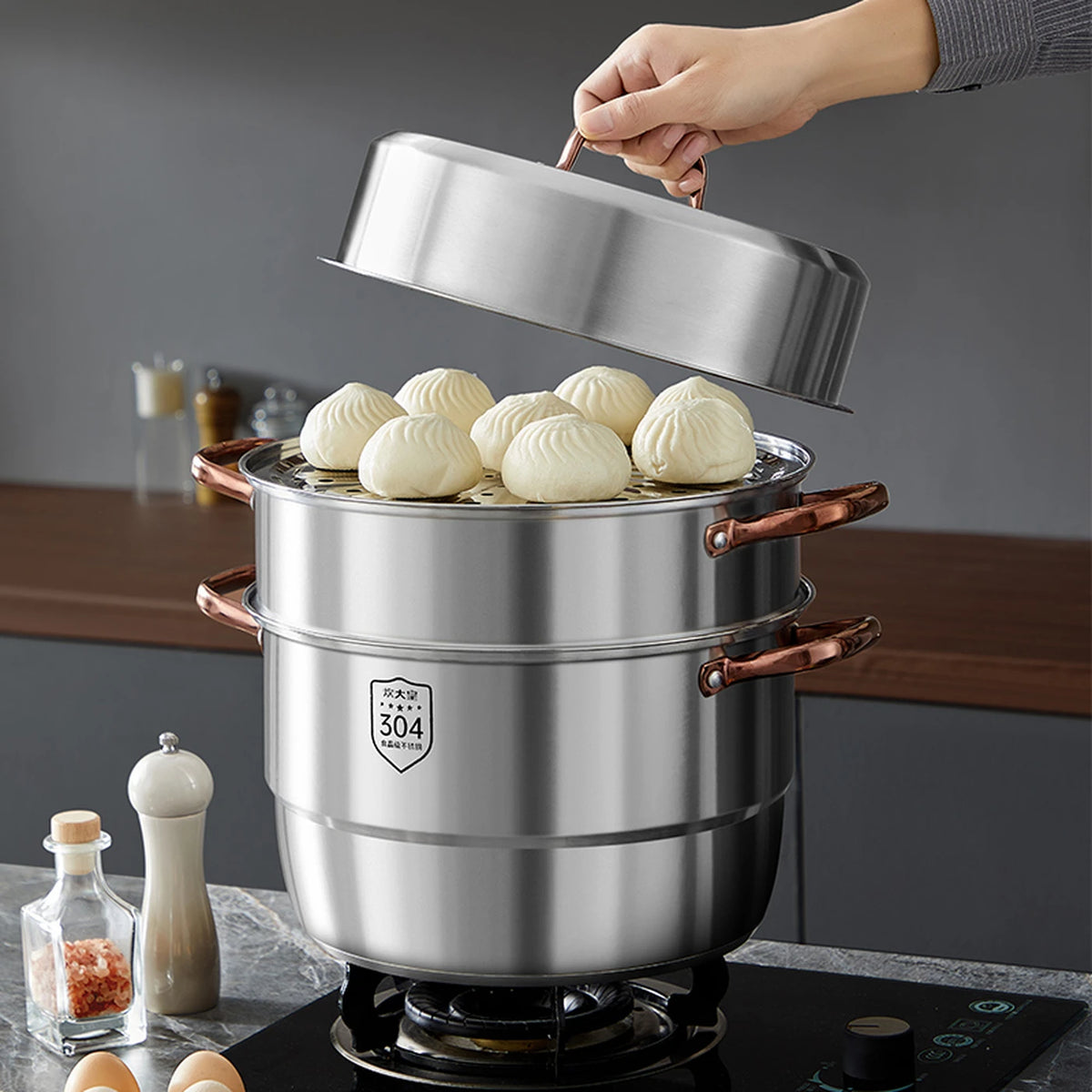 Cooker King Stoompan 3-Laags - 26 cm - 304 Roestvrij Staal - Hittebestendig