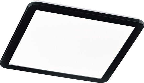 Trio leuchten - LED Plafondlamp - 22W - Warm Wit 3000K - Spatwaterdicht IP44 - Dimbaar - Vierkant - Zwart - Kunststof