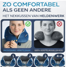 Heldenwerk nekkussen met capuchon – 6-voudig verstelbaar – Wasbaar – Navy Blue