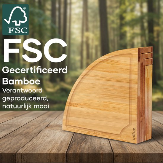 Villux Tapasplank - Borrelplank - Serveerplank - Kaasplank - Hapjesplank - Inclusief Kaasmesjes - Taspasplank Bamboe - Borrelplank Rond - Inclusief Ebook - ø 38 cm