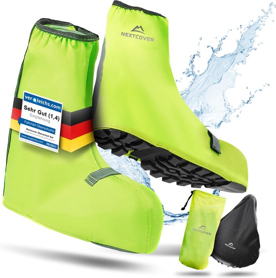 Nextcover® Overschoenen Waterdicht | 100% Waterdichte Regenschoenen Fiets | Reflecterende Schoenovertrek Herbruikbaar| Regenhoezen voor Schoenen | Overschoenen | Schoenbescherming | Fietsoverschoenen