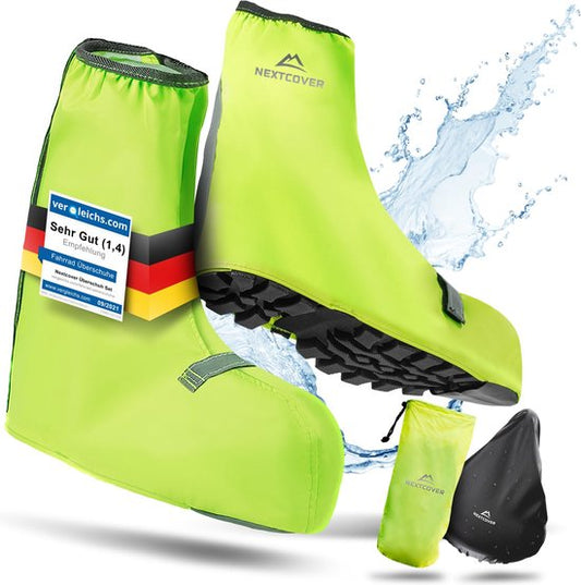 Nextcover® Overschoenen Waterdicht | 100% Waterdichte Regenschoenen Fiets | Reflecterende Schoenovertrek Herbruikbaar| Regenhoezen voor Schoenen | Overschoenen | Schoenbescherming | Fietsoverschoenen