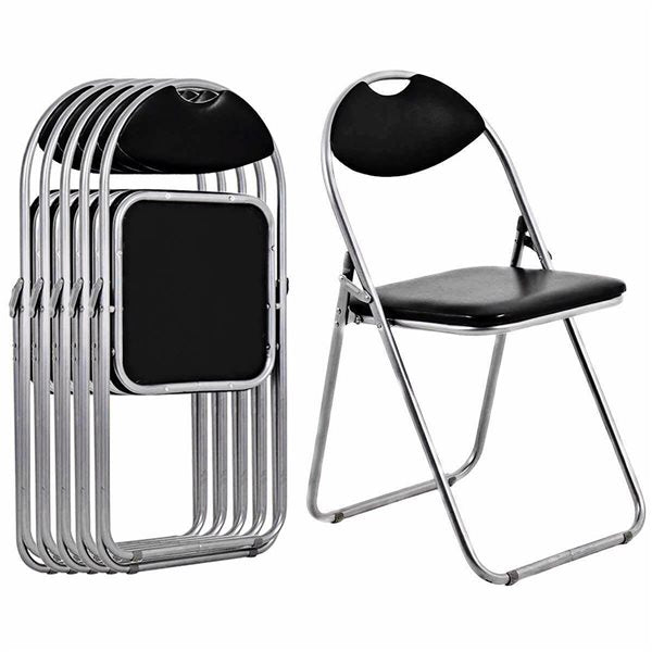 Coast 6er set vouwstoelen met metalen frame en gewatteerde stoelen en niet -slip voetblokken