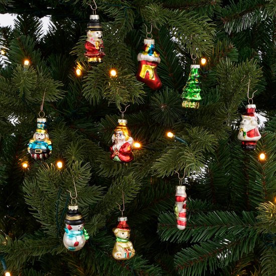 Mica Decorations Kerstballen Set van 20 Stuks - Kerstversiering voor de Kerstboom - Glazen Kerstornamenten met Klassieke Kerstfiguren - Kersthangers 3,5 cm - Groen