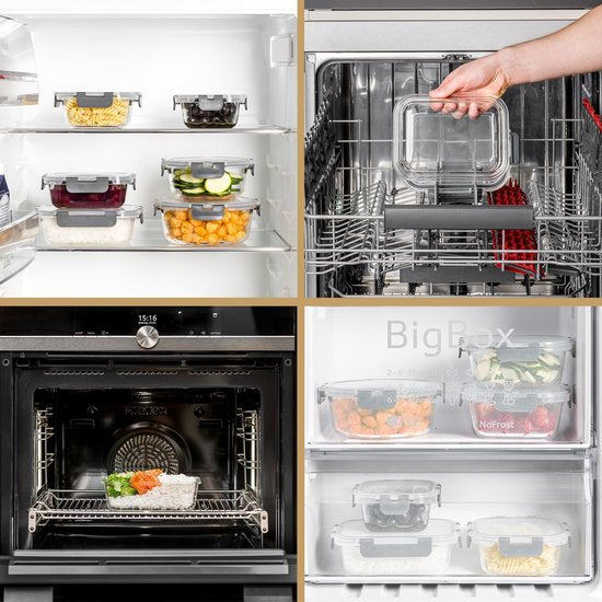 Stosh Vershoudbakjes - Meal Prep Bakjes - Diepvriesbakjes - Glas - 12 Stuks - BPA vrij