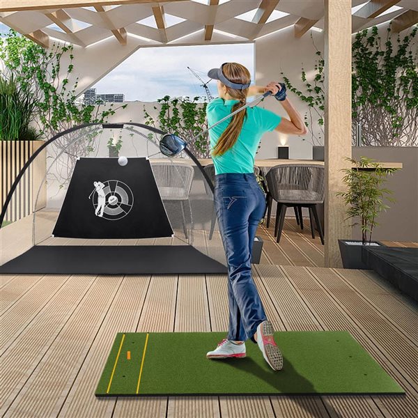 Coast Golftrainingsmat - Synthetisch Gras - Met 2 Clubs - Groen