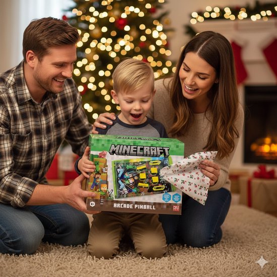 A Ambassador® Minecraft Flipperkast - Officieel Gelicentieerd - Arcade Pinball - Mini Flipperkast - Speelkast - Scoreteller - Tafelmodel - Spelletjes voor Kinderen - Volwassenen - Het grote speelgoedboek 2025