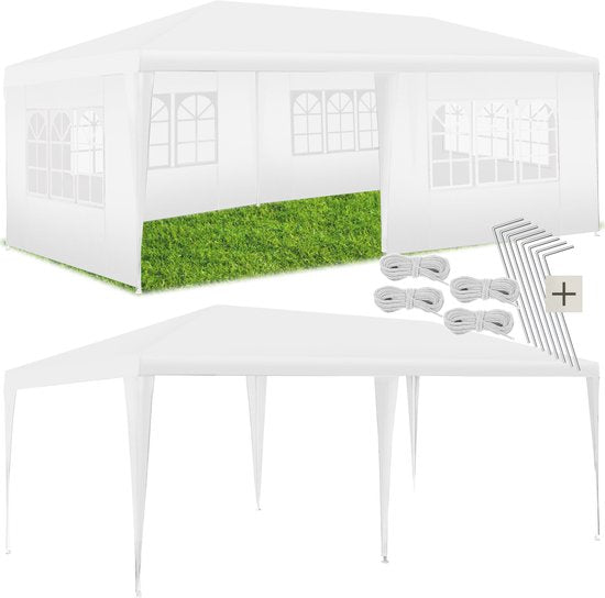 Tectake Partytent - Paviljoen - Opvouwbaar - Zijwanden - Waterdicht - 600 x 300 cm – Wit