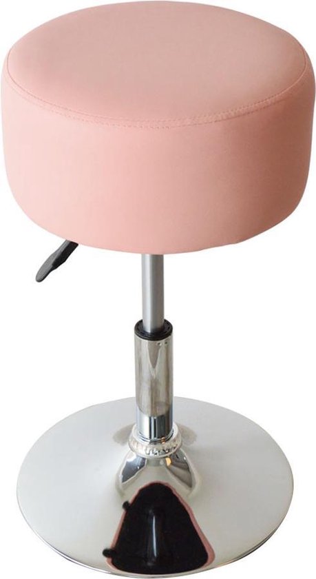 VDD Krukje - Retro Vintage - Industrieel - Kaptafel - Kruk Stoel - In Hoogte Verstelbaar tot 65 cm - Roze