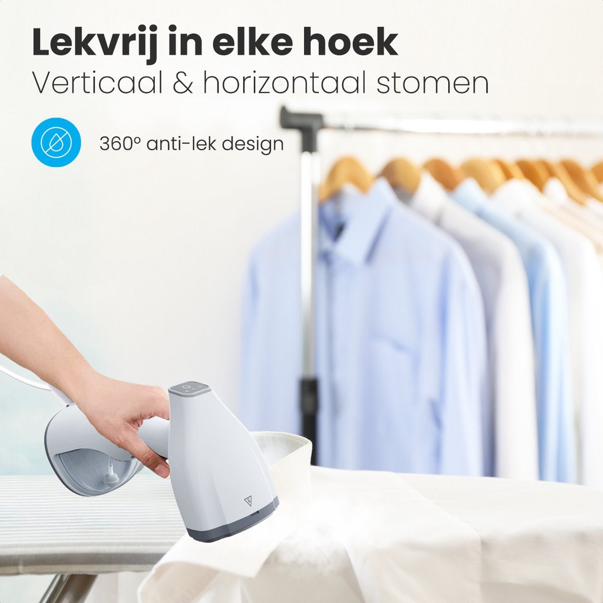 Auronic Kledingstomer - Stoomapparaat - Handstomer voor Kleding en Meubilair - 300ml - Wit