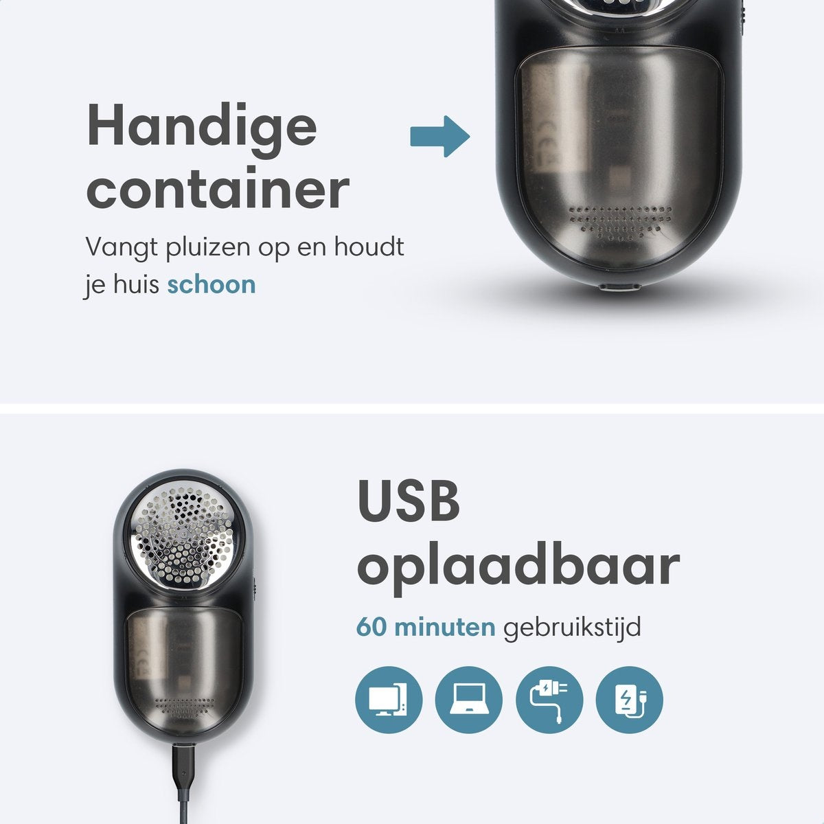 Pluizenverwijderaar - Draadloos en Oplaadbaar - Ontpiller - Ontpluizer - Pluizendief Met 3 Extra Mesjes en Opbergtas - 2-in-1